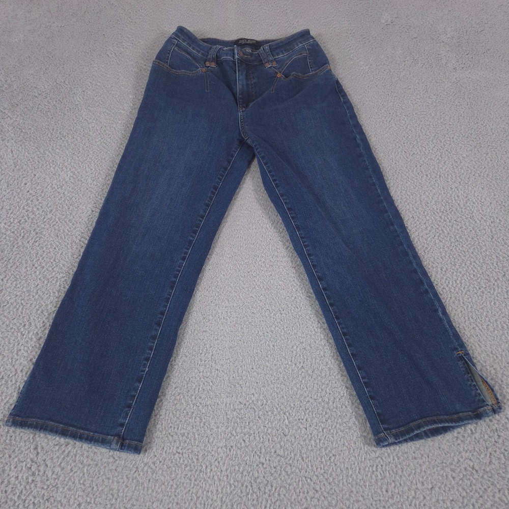 Judy Blue Jeans Womens 9/29 Blue Straight Leg High Waist Crop Dark Denim Casual